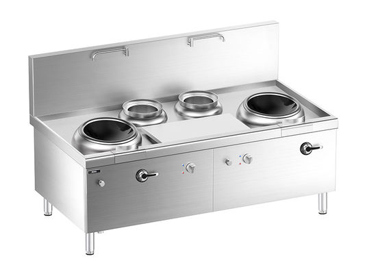 คุณภาพ  Floor Chinese Induction  Double-wok  and Double Bain Marie  Stove with Cabinet โรงงาน
